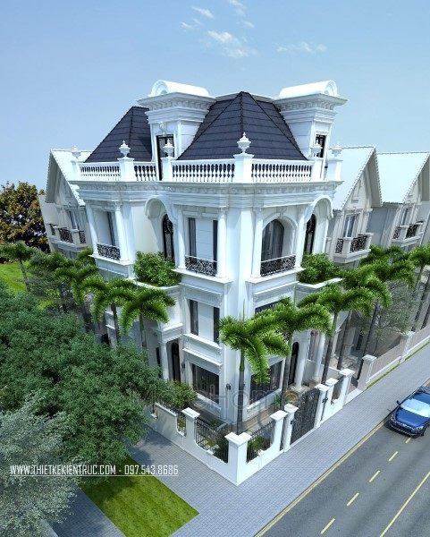 Thiết kế biệt thự đơn lập tân cổ điển tại Hà Nội
